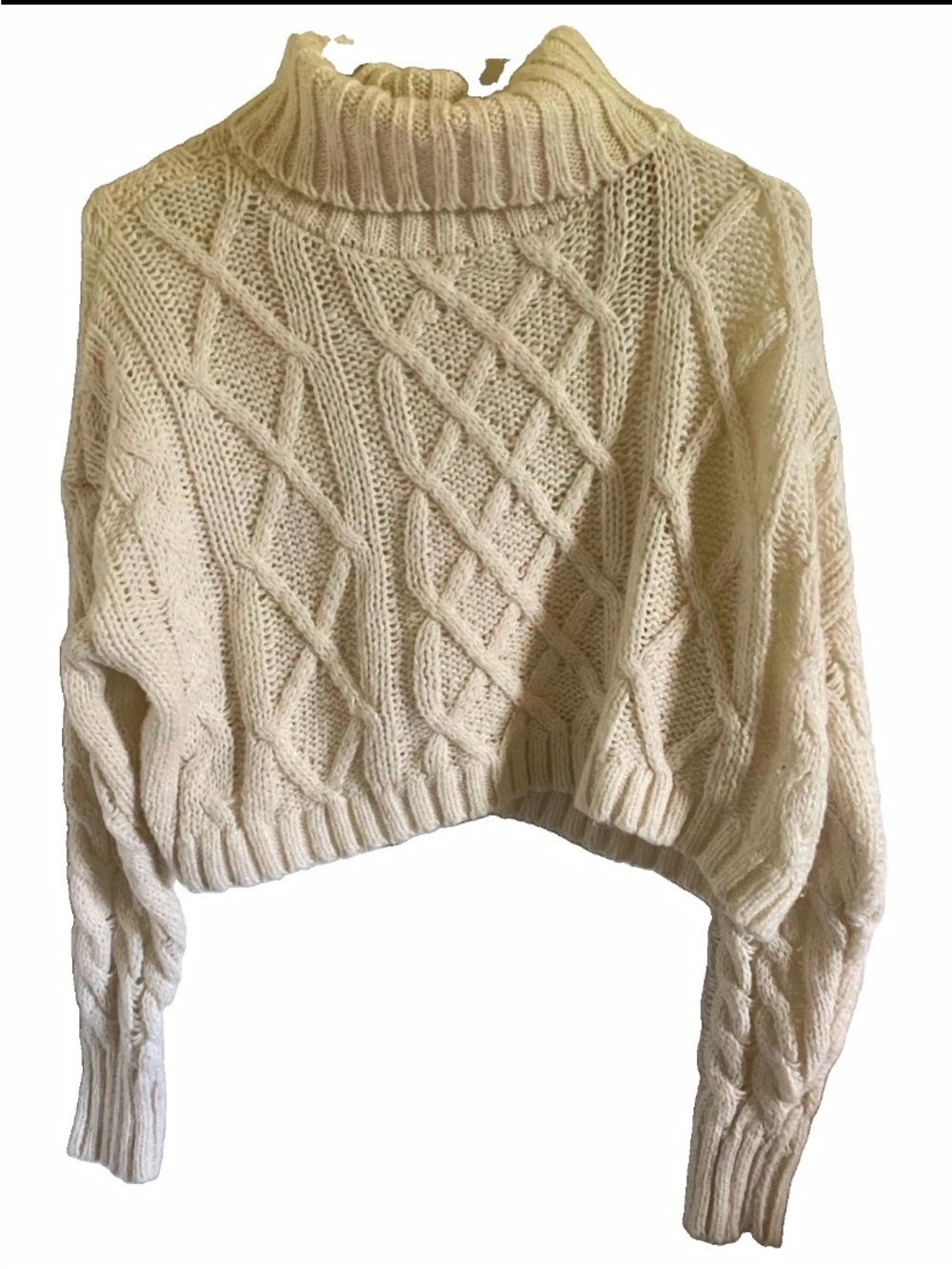 Altard state Cream Cable Knit Turtleneck Cropped Sweater